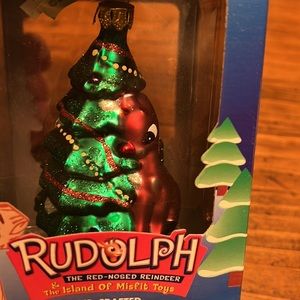 NIB Rudolph Brass Key Collection Hand Crafted Glass Christmas Ornament
